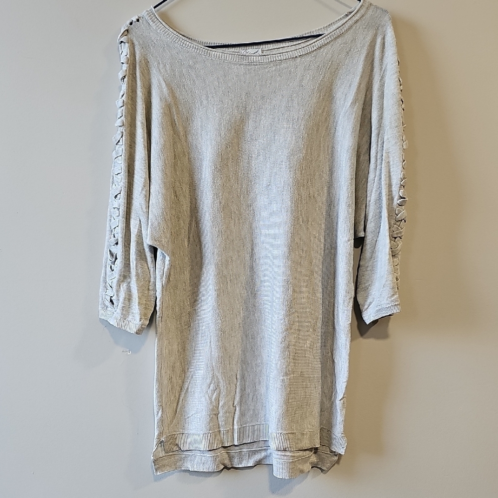 Kismet Medium Light Gray Sweatshirt with Lace-Up Detail